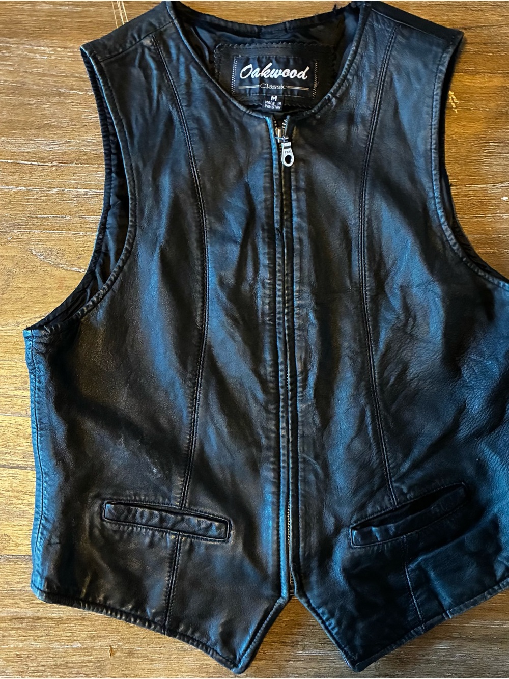 Oakwood Black 100% Leather Zip-Front Women's Vest